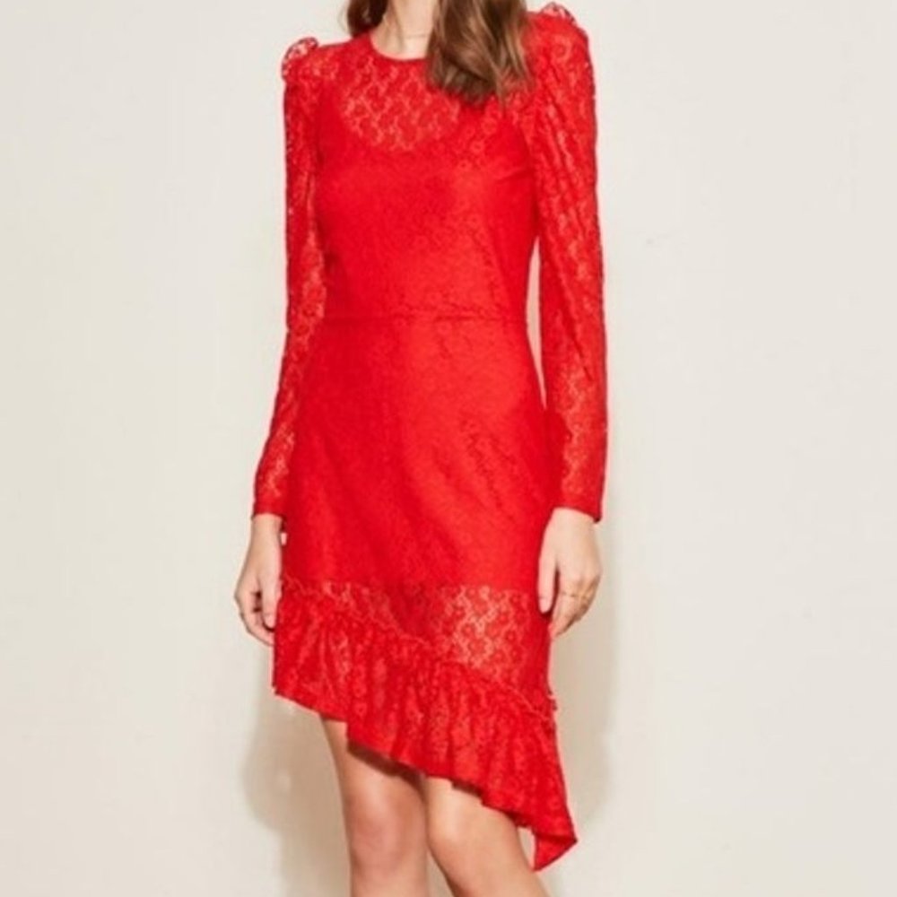 NWT; The Fifth Label Bright Red Lace Dress; Size Small
